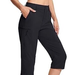 Magcomsen Women’s Black Cargo Capri Pants – Quick Dry Outdoor Hiking – Size L